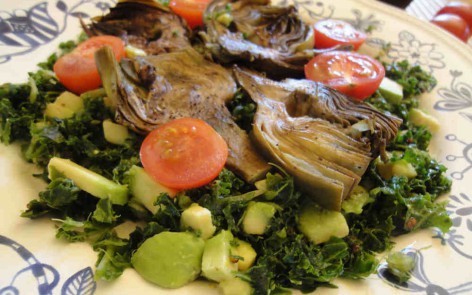 Ensalada de col Kale y alcachofas para adelgazar ( (1)
