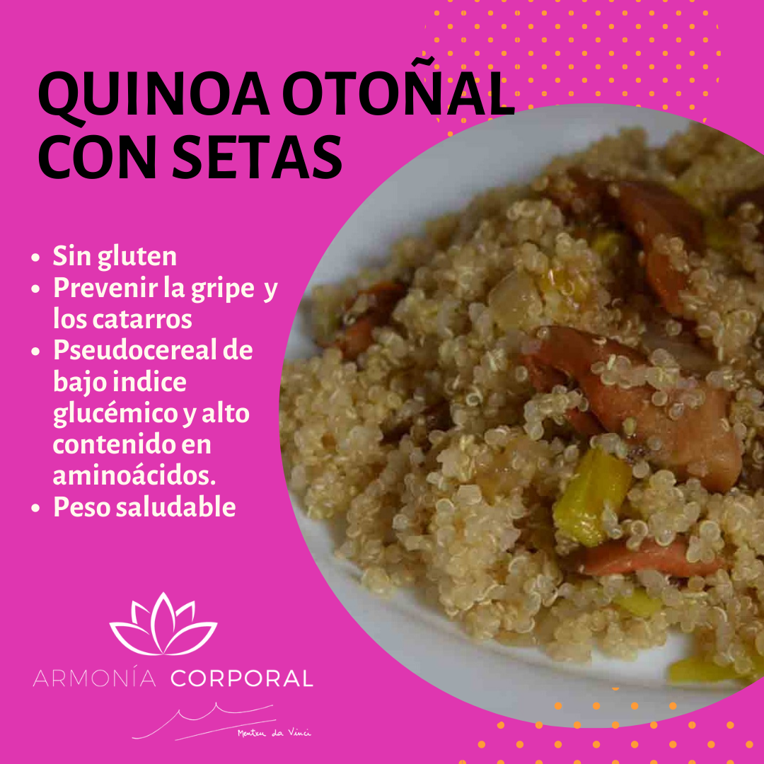 Adelgazar sin dietas Quinoa otoñal con Setas Armonía Corporal